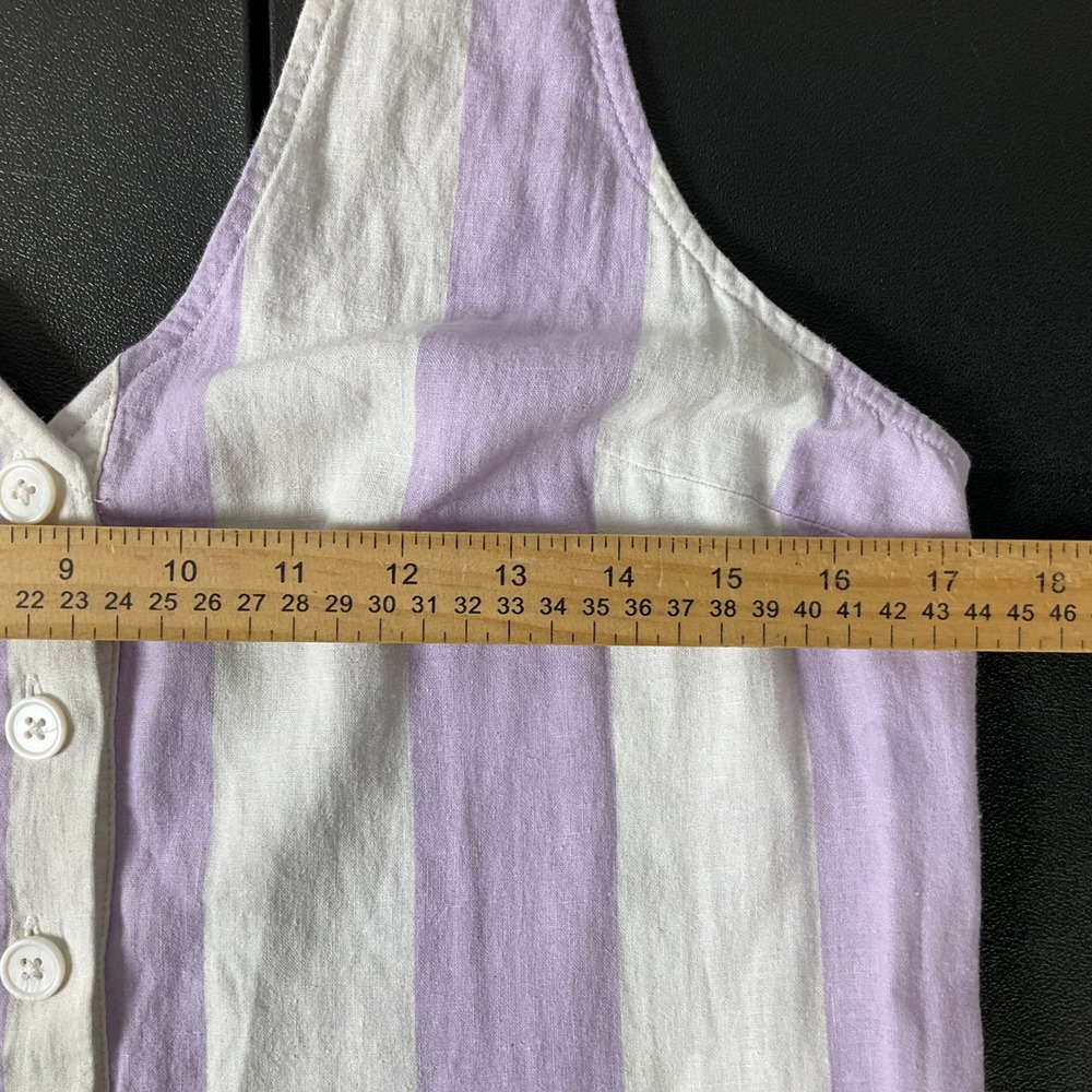 Urban Outfitters Midi Dress Womens M Purple Linen Blend Striped Button Front - Picture 5 of 10